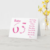 Leuk, 65e verjaardag, zus, roze en witte tekst. kaart (Gele Bloem)