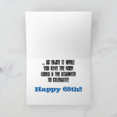 Leuk, 65ste verjaardag, opa, blauw en wit tekst. kaart (Binnen)