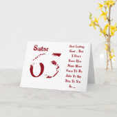 Leuk, 65ste verjaardag voor zus, rood en wit tekst kaart (Gele Bloem)