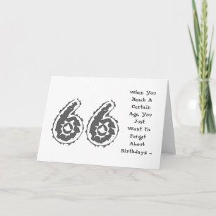 Leuk, 66ste verjaardag, vergeet het, grijs, wit. kaart