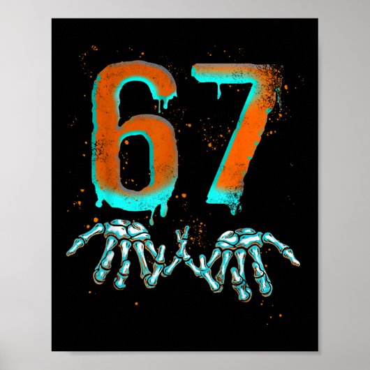 Leuk 67 Meme Halloween Skelet Poster (Voorkant)