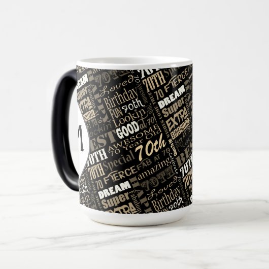 Leuk 70e verjaardagsfeestje gepersonaliseerd monog magische mok (Voorkant links)