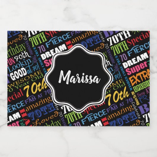 Leuk 70e verjaardagsfeestje gepersonaliseerd monog sparkling wijnetiket (Enkel label)