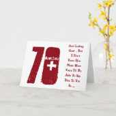 Leuk, 70ste verjaardag, broer, rood en wit tekst. kaart (Gele Bloem)