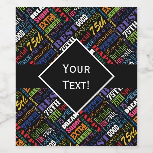 Leuk 75e verjaardagsfeestje gepersonaliseerd monog wijn etiket (Enkel label)