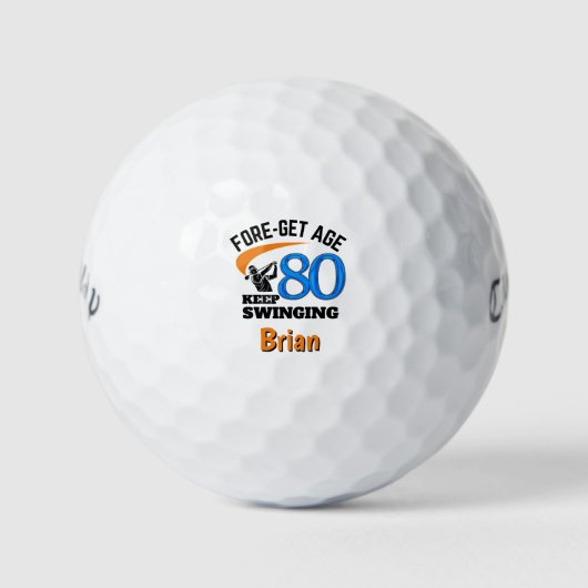 Leuk 80e golfcadeau voor vriend - Blijf swingen Golfballen (Voorkant)