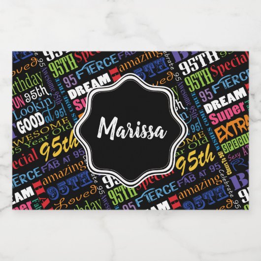 Leuk 95e verjaardagsfeestje gepersonaliseerd monog sparkling wijnetiket (Enkel label)
