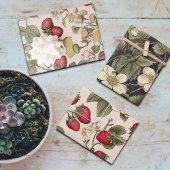 Leuk  Aardbei en Bloemen Design Inpakpapier Vel