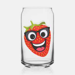 Leuk Aardbei Karakter – Leuke Kawaii Fruit Kunst Blikvorm Glas