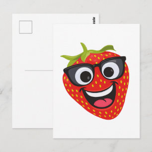 Leuk Aardbei Karakter – Leuke Kawaii Fruit Kunst Briefkaart