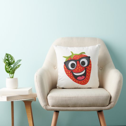 Leuk Aardbei Karakter – Leuke Kawaii Fruit Kunst Kussen (Stoel)
