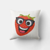 Leuk Aardbei Karakter – Leuke Kawaii Fruit Kunst Kussen (Achterkant)