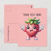 Leuk aardbeienfruit bericht toevoegen briefkaart (Voorkant / Achterkant)