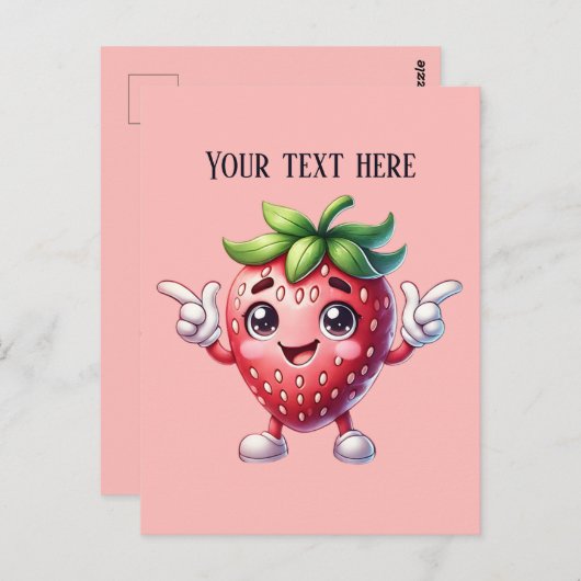 Leuk aardbeienfruit bericht toevoegen briefkaart (Voorkant / Achterkant)
