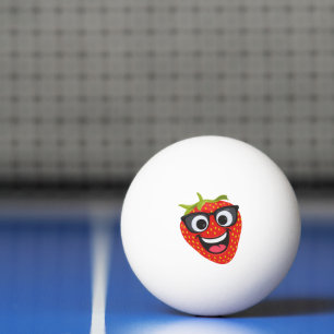 Leuk Aardbeienpersonage – Leuke Kawaii Fruit Kunst Pingpongbal