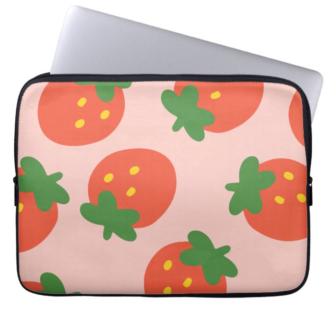 Leuk aardbeimotief laptop sleeve (Voorkant)