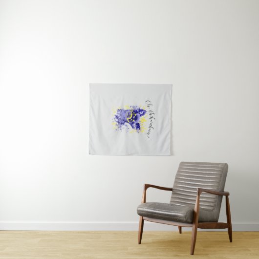 Leuk Abstract Blauw Chihuahua Tapestry Wandkleed (In Situ (horizontaal))