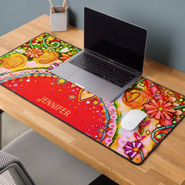 Leuk Abstract Bloemenrood gepersonaliseerd citaat Bureaumat