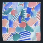 leuk abstract gebarentaal bandana<br><div class="desc">Abstract patroon met complementaire warme blauwdrukken en blauwgroen met koraalpinken. Ik dacht gewoon niet: laat mijn verfborstel los en creëer dit leuke patroon. Biedt een unieke look,  je vindt dit niet op andere huisdieren:)</div>