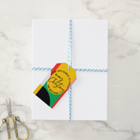 Leuk Abstract geometrisch patroon Vrolijk kerstfee Cadeaulabel (Met Touw)