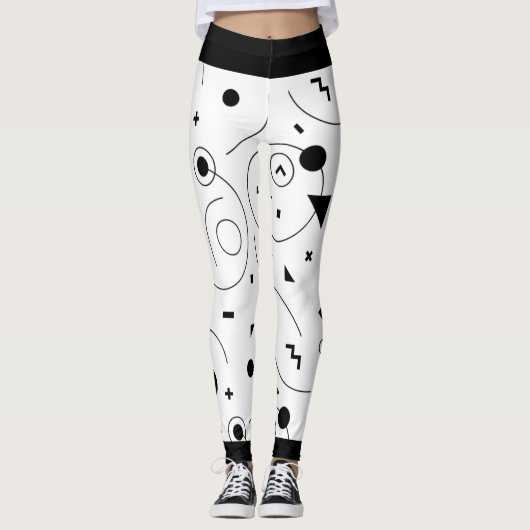 Leuk Abstract zwart-wit patroon Leggings (Voorkant)