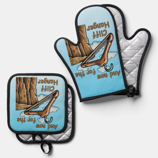 Leuk Afbeelding van Cliff Hanger met Speelse Wordp Ovenwant & Pannenlap Set (Voorkant / Achterkant)