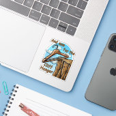 Leuk Afbeelding van Cliff Hanger met Speelse Wordp Sticker (Laptop met iPhone)