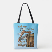 Leuk Afbeelding van Cliff Hanger met Speelse Wordp Tote Bag (Achterkant)
