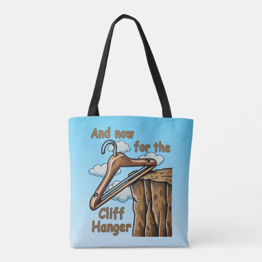 Leuk Afbeelding van Cliff Hanger met Speelse Wordp Tote Bag (Achterkant)