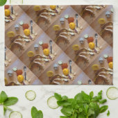 leuk afbeelding van gehakte veg prep voor het dine theedoek (Gevouwen)