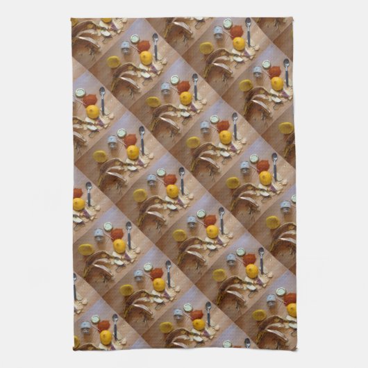 leuk afbeelding van gehakte veg prep voor het dine theedoek (Verticaal)