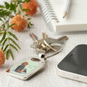 Leuk afbeelding van puppy hond knuffelen moeder sleutelhanger (Zijkant)