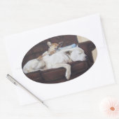 Leuk afbeelding van puppy knuffelen ovale sticker (Envelop)