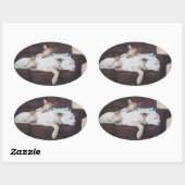 Leuk afbeelding van puppy knuffelen ovale sticker (Vel)