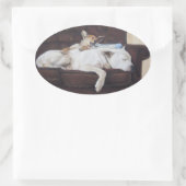 Leuk afbeelding van puppy knuffelen ovale sticker (Tas)