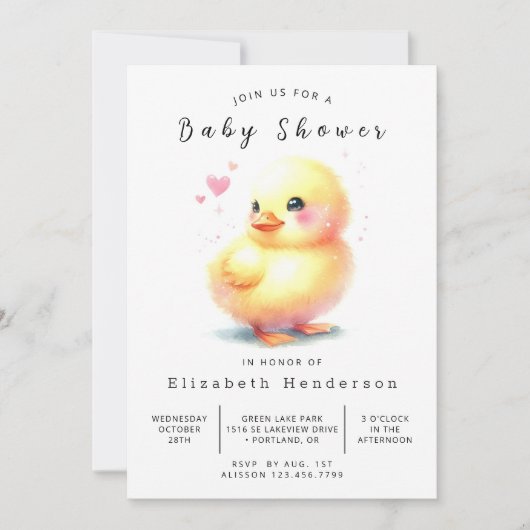 Leuk afdrukbaar eendenBaby shower Kaart (Voorkant)