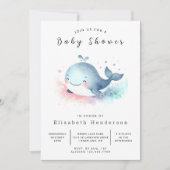Leuk afdrukbaar walvis Baby shower Kaart (Voorkant)