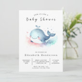 Leuk afdrukbaar walvis Baby shower Kaart (Staand voorkant)