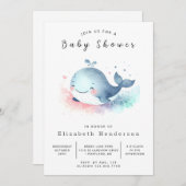 Leuk afdrukbaar walvis Baby shower Kaart (Voorkant / Achterkant)