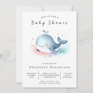 Leuk afdrukbaar walvis Baby shower Kaart