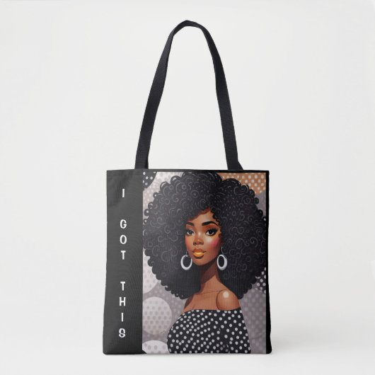 leuk Afro Meisje empowerment tas (Voorkant)