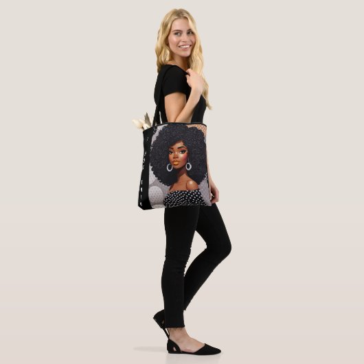 leuk Afro Meisje empowerment tas (Op model)