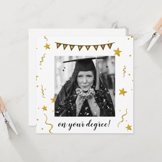 leuk afstuderen gefeliciteerd fotosterren  kaart (Voorkant / Achterkant in situ)