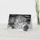 Leuk akitahond in slaap geknuffelspeelgoed voor feestdagen kaart (Voorkant)