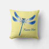 Leuk als een Bug Blue Dragonfly op Bleek geel Kussen (Voorkant)