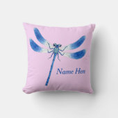 Leuk als een Bug Blue Dragonfly op Roze Kussen (Voorkant)