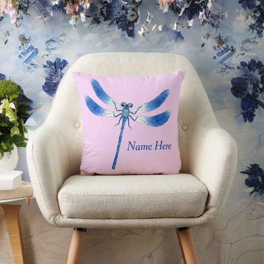 Leuk als een Bug Blue Dragonfly op Roze Kussen