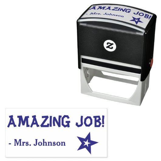 Leuk "AMAZING JOB!" + Naam leraar Rubber Stamp Zelfinktende Stempel (In situ)