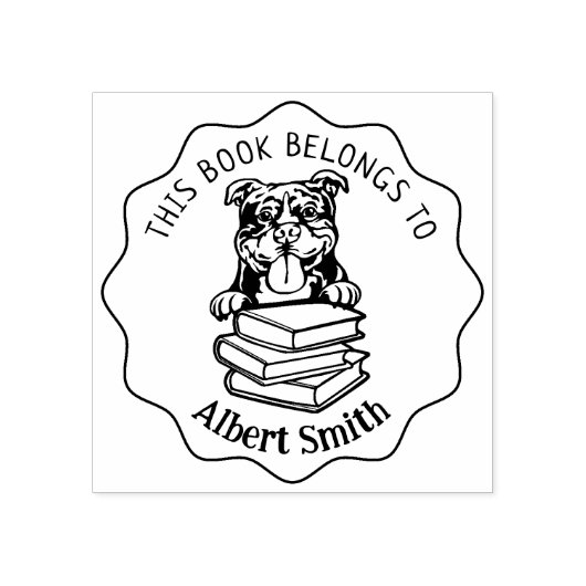 Leuk Amerikaans Bully Dog Boek Rubberstempel (Afrduk)