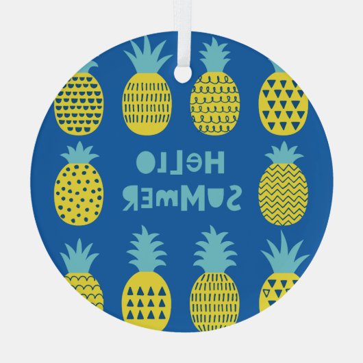 Leuk ananas  Kaart ontwerp Glas Ornament (Achterkant)